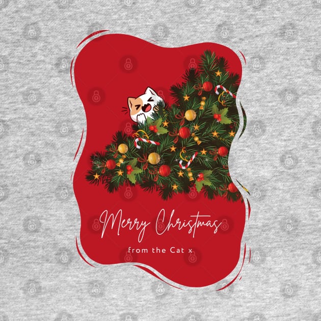 Merry Christmas From The Cat - Red Christmas Aesthetic by applebubble